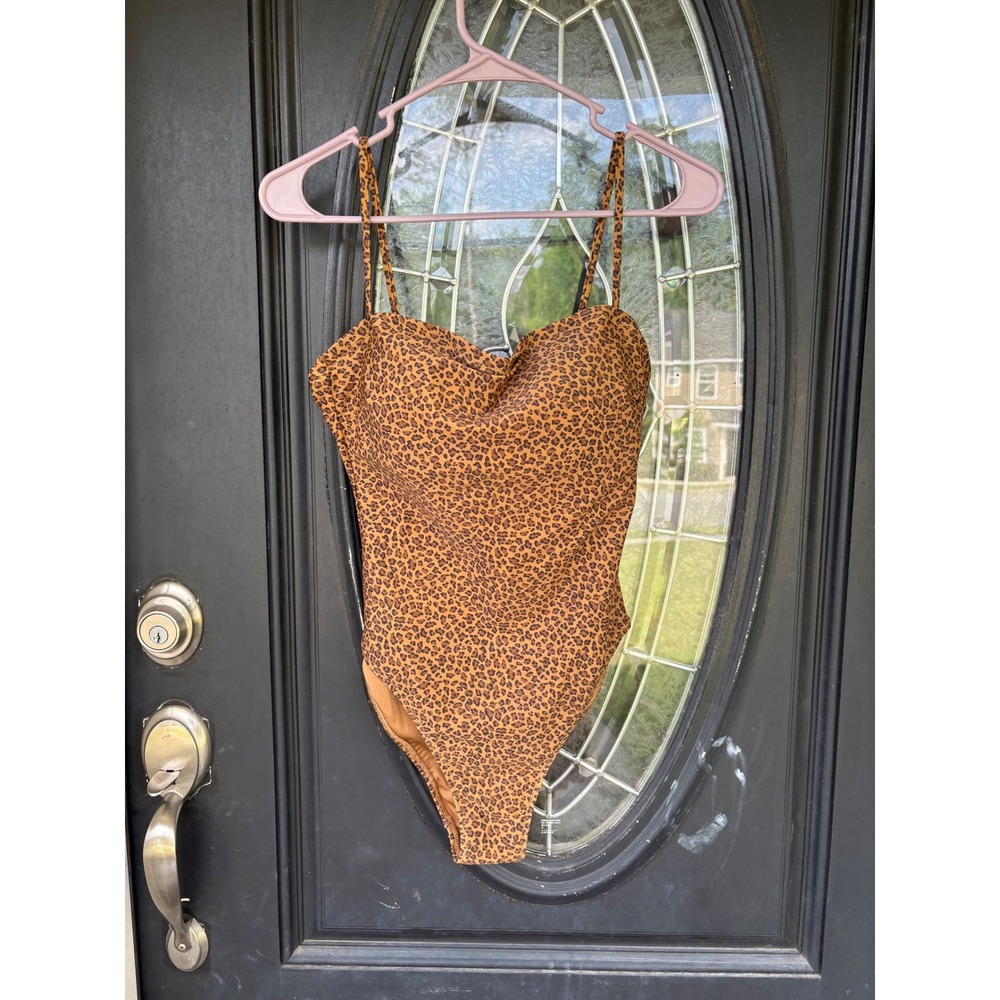 J. Crew Factory Leopard Print One-Piece Swimsuit in Brown and Black